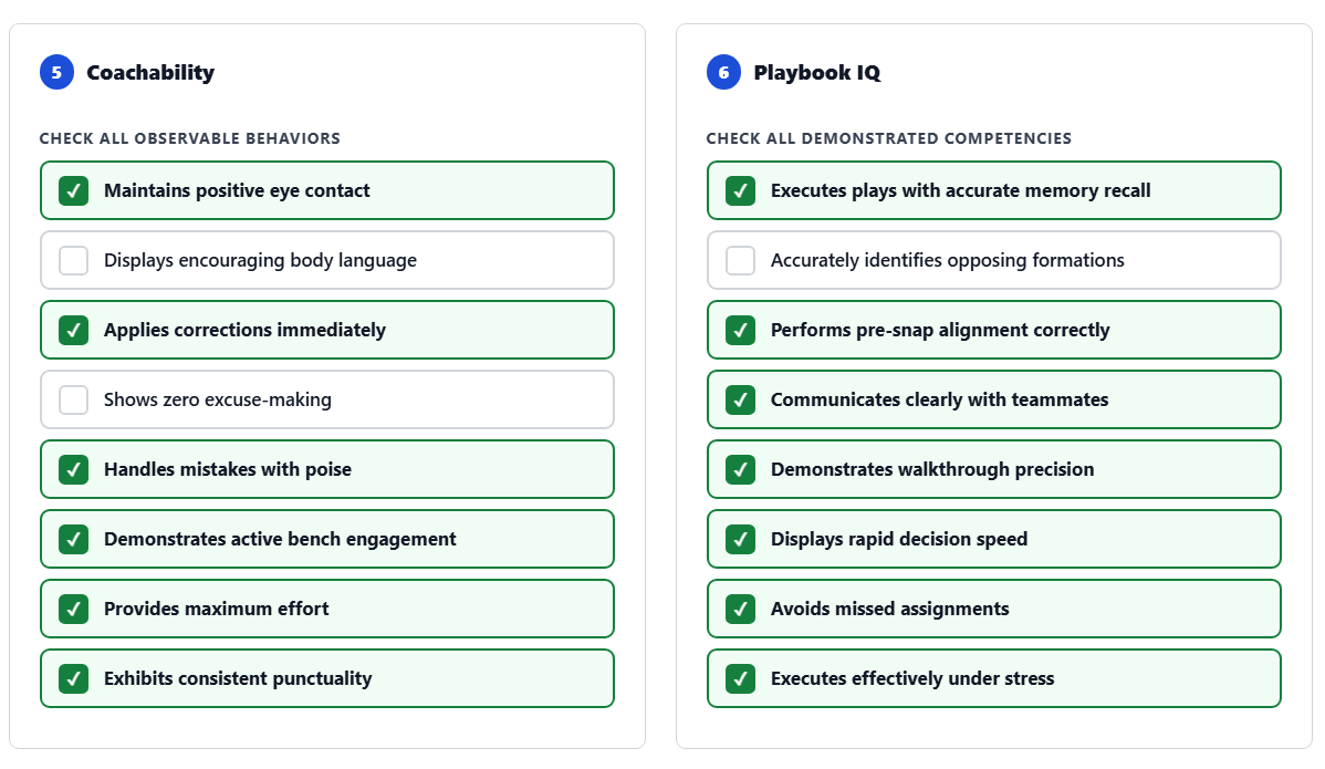 Coachability and Playbook IQ